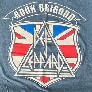 Def Leppard Rock Brigade Graphic TShirt Blue Estimated Size Small